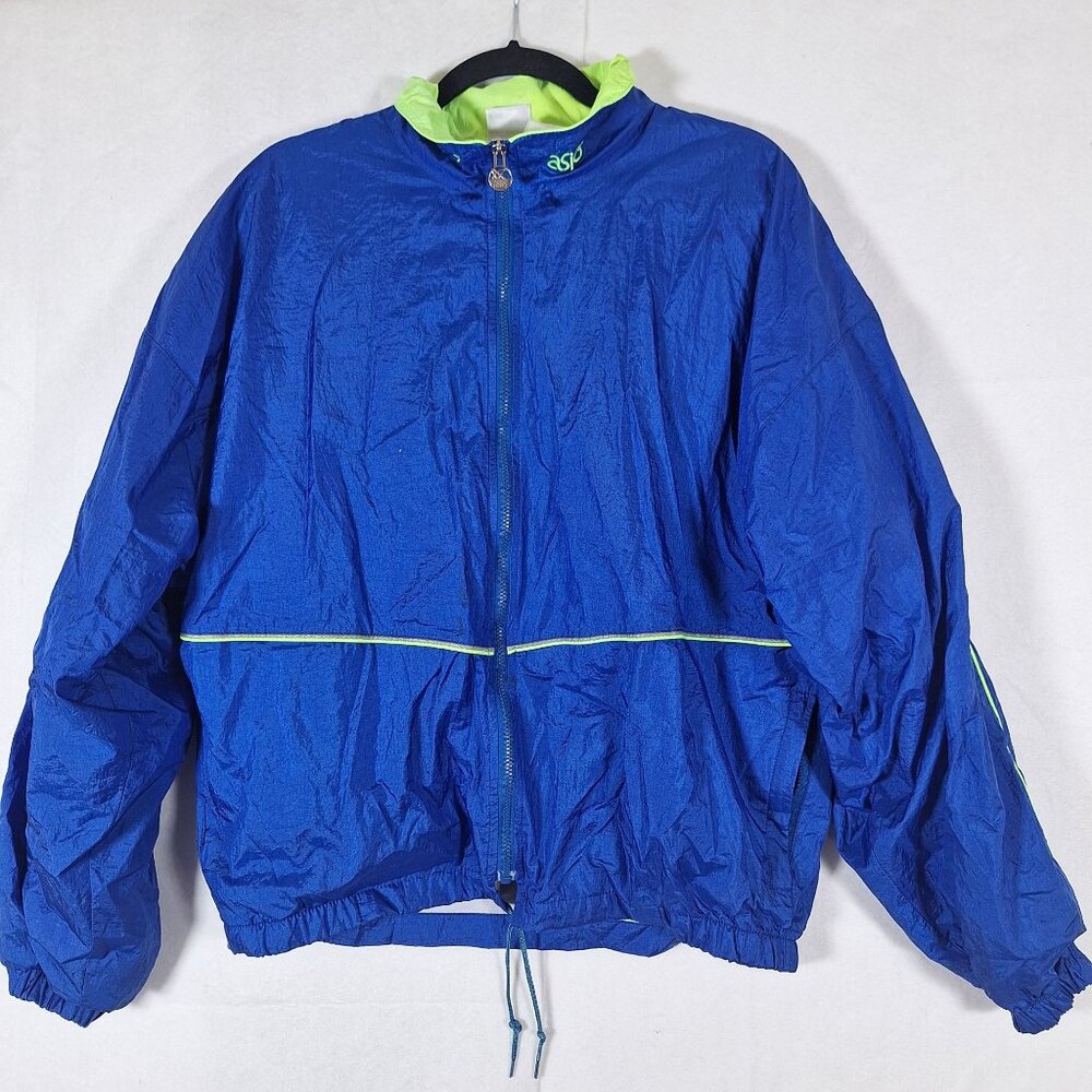 Vintage Asics blue full zip windbreaker jacket size large